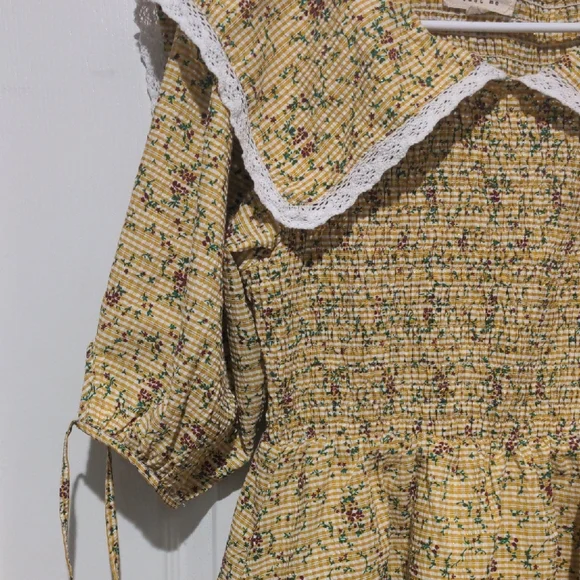 Just Me Yellow Dress with Lace Details - Picture 4 of 5